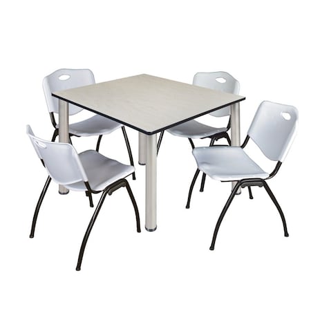 Kee Kee Square Table & Chair Set, Wood, Metal, Plastic Top, Maple TB4848PLBPCM47GY